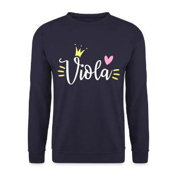 Viola Name Krone - Unisex Pullover - Navy - Vorne - Alina (178cm) & Michal (187cm)