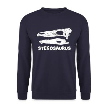 Stegosaurus Fossil Skull - Unisex Sweatshirt - navy - Front - Alina (178cm) & Michal (187cm)