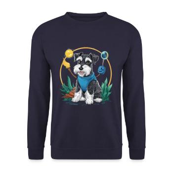 Magischer Zwergschnauzer im Zauberer Outfit - Unisex Pullover - Navy - Vorne - Alina (178cm) & Michal (187cm)