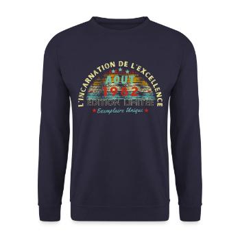 Vintage 1982 Août édition limitée | Millésime août - Sweat-shirt Unisexe - marine - Devant - Alina (178cm) & Michal (187cm)