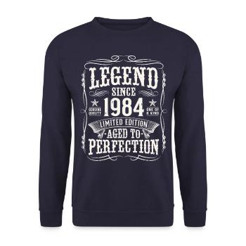 Legende 1984 Jahrgang Geburtstag Geschenk - Unisex Pullover - Navy - Vorne - Alina (178cm) & Michal (187cm)