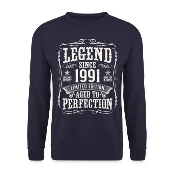 Legend 1991 Vintage Birthday Gift - Unisex Sweatshirt - navy - Front - Alina (178cm) & Michal (187cm)