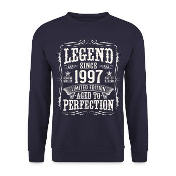 Legende 1997 Jahrgang Geburtstag Geschenk - Unisex Pullover - Navy - Vorne - Alina (178cm) & Michal (187cm)