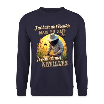 Apiculteur cadeau humoristique apiculture abeilles - Sweat-shirt Unisexe - marine - Devant - Alina (178cm) & Michal (187cm)