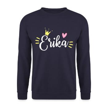 Erika Name Krone - Unisex Pullover - Navy - Vorne - Alina (178cm) & Michal (187cm)