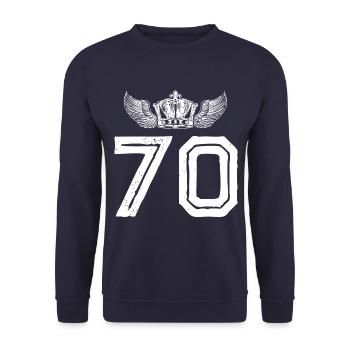 70 Number crown - Unisex Sweatshirt - navy - Front - Alina (178cm) & Michal (187cm)