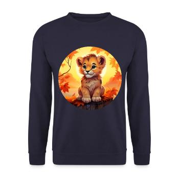 Lion cub in autumn foliage - Romantic sunset desi - Unisex Sweatshirt - navy - Front - Alina (178cm) & Michal (187cm)