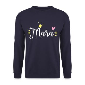 Couronne de nom Mara - Sweat-shirt Unisexe - marine - Devant - Alina (178cm) & Michal (187cm)