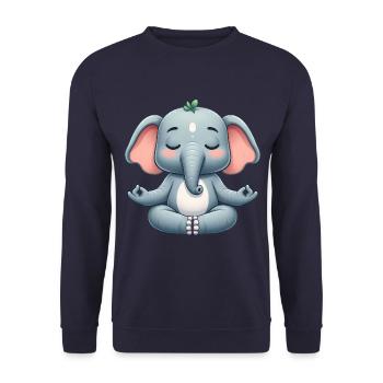 Buddhistische Elefanten Yoga Entspannung  - Unisex Pullover - Navy - Vorne - Alina (178cm) & Michal (187cm)