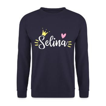 Selina Name Krone - Unisex Pullover - Navy - Vorne - Alina (178cm) & Michal (187cm)