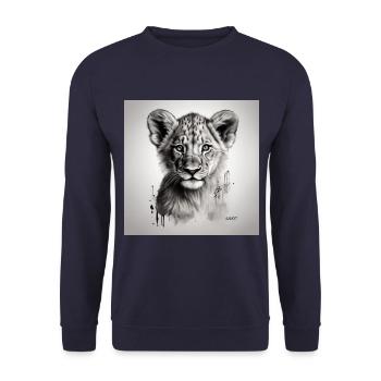Lion cub art sketch - Unisex Sweatshirt - navy - Front - Alina (178cm) & Michal (187cm)