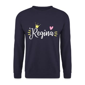 Regina Name Krone - Unisex Pullover - Navy - Vorne - Alina (178cm) & Michal (187cm)