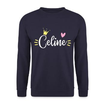 Couronne de prénom Céline - Sweat-shirt Unisexe - marine - Devant - Alina (178cm) & Michal (187cm)