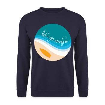 Let's go surfin' surfing (round design) - Unisex Sweatshirt - navy - Front - Alina (178cm) & Michal (187cm)
