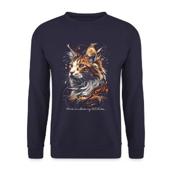 Home is where my Cat lives... - Unisex Sweatshirt - navy - Front - Alina (178cm) & Michal (187cm)
