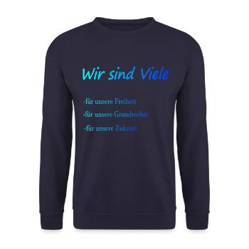 Wir sind Viele für unsere Freiheit, Grundrechte - Unisex Pullover - Navy - Vorne - Alina (178cm) & Michal (187cm)