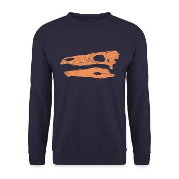 Stegosaurus Fossil Schädel - Unisex Pullover - Navy - Vorne - Alina (178cm) & Michal (187cm)