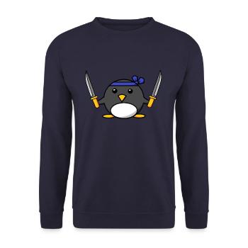 Klinguin Pinguin Killer Geschenk Geburtstag - Unisex Pullover - Navy - Vorne - Alina (178cm) & Michal (187cm)