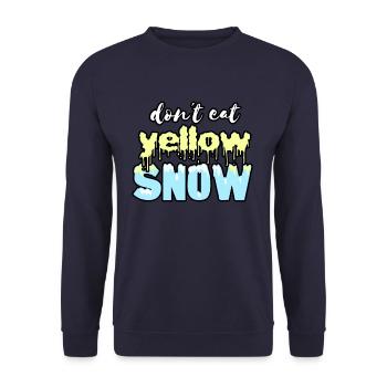 Iss keinen gelben Schnee - lustiger Winter Spruch - Unisex Pullover - Navy - Vorne - Alina (178cm) & Michal (187cm)