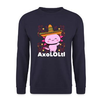 Anime Japan Kawaii Axolotl Mexico Axolotl Amphibe - Unisex Sweatshirt - navy - Front - Alina (178cm) & Michal (187cm)