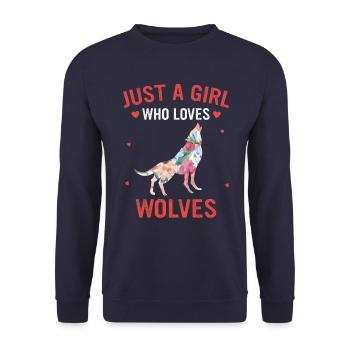 Wolf Wölfe Tier Jaulen - Unisex Pullover - Navy - Vorne - Alina (178cm) & Michal (187cm)