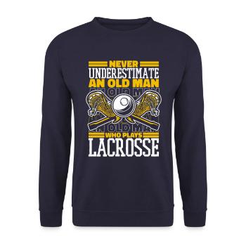 Lacrosse Sport Lacrosse Spieler - Unisex Pullover - Navy - Vorne - Alina (178cm) & Michal (187cm)