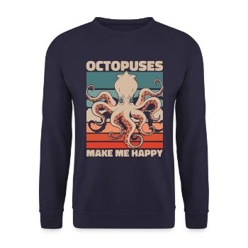 Octopus Octopus Cuttlefish Animal - Unisex Sweatshirt - navy - Front - Alina (178cm) & Michal (187cm)