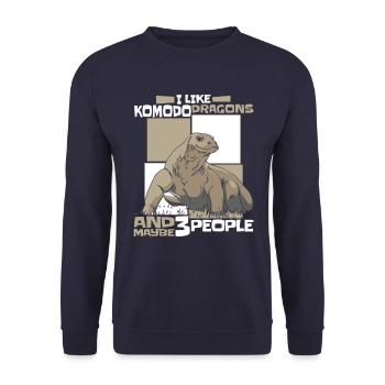 Komodowaran Tier Komodo Dragon Komodowarane - Unisex Pullover - Navy - Vorne - Alina (178cm) & Michal (187cm)
