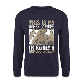 Komodowaran Tier Komodo Dragon Komodowarane - Unisex Pullover - Navy - Vorne - Alina (178cm) & Michal (187cm)