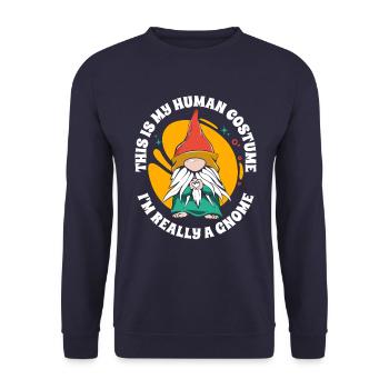Garden Gnome Gardener Figurine - Unisex Sweatshirt - navy - Front - Alina (178cm) & Michal (187cm)