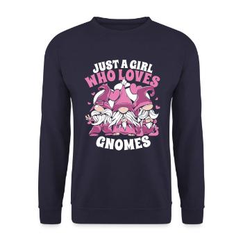 Garden Gnome Gnome Gardener Figure - Unisex Sweatshirt - navy - Front - Alina (178cm) & Michal (187cm)