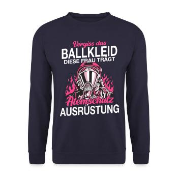 Feuerwehr Feuerwehrfrau - Unisex Pullover - Navy - Vorne - Alina (178cm) & Michal (187cm)