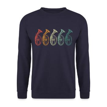 Tenorhorn Tenorhornist Corn Instrument - Sweat-shirt Unisexe - marine - Devant - Alina (178cm) & Michal (187cm)