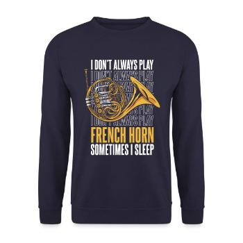 French Horn Instrument - Unisex Pullover - Navy - Vorne - Alina (178cm) & Michal (187cm)
