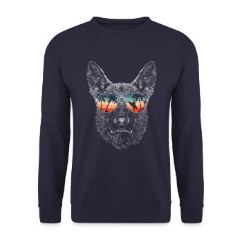 Deutscher Schäferhund Hund - Unisex Pullover - Navy - Vorne - Alina (178cm) & Michal (187cm)