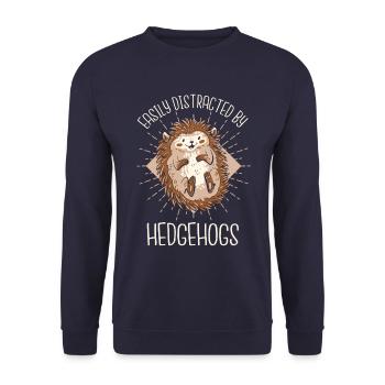 Igel Stachelig Tier Igel - Unisex Pullover - Navy - Vorne - Alina (178cm) & Michal (187cm)