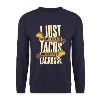 Lacrosse Sport Lacrosse Spieler - Unisex Pullover - Navy - Vorne - Alina (178cm) & Michal (187cm)