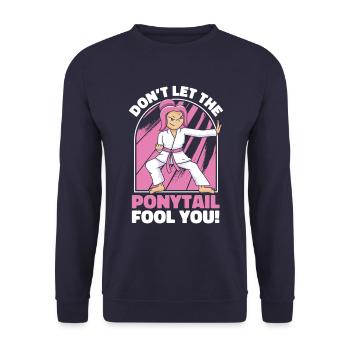 Karaté Karaté Fighter Arts Martiaux - Sweat-shirt Unisexe - marine - Devant - Alina (178cm) & Michal (187cm)