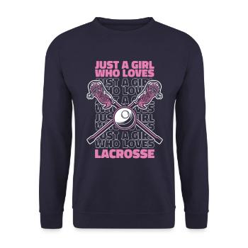 Lacrosse Sport Lacrosse Spieler - Unisex Pullover - Navy - Vorne - Alina (178cm) & Michal (187cm)