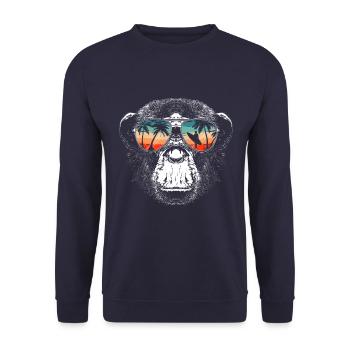 Monkey Monkey Animal Gorilla Chimpanzee - Unisex Sweatshirt - navy - Front - Alina (178cm) & Michal (187cm)