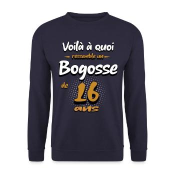 16 ans Cadeau d'anniversaire Bogosse Humour Garçon - Sweat-shirt Unisexe - marine - Devant - Alina (178cm) & Michal (187cm)