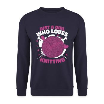 Knitting Crochet Knitter Crocheters - Unisex Sweatshirt - navy - Front - Alina (178cm) & Michal (187cm)