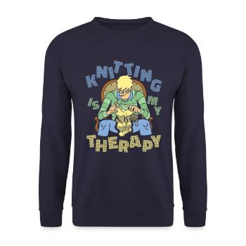 Knitting Crochet Knitter Crocheters - Unisex Sweatshirt - navy - Front - Alina (178cm) & Michal (187cm)