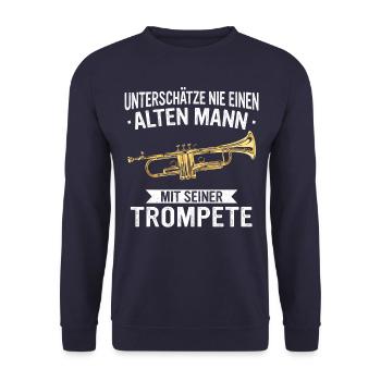 Trompeten Instrument Trompetenspieler - Unisex Pullover - Navy - Vorne - Alina (178cm) & Michal (187cm)