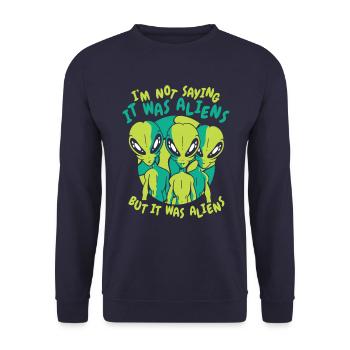Alien UFO Aliens Außerirdischer - Unisex Sweatshirt - navy - Front - Alina (178cm) & Michal (187cm)