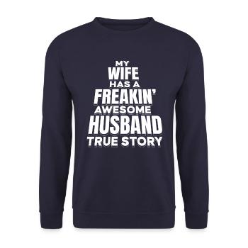 Ehemann Ehegatte Familie Hochzeit - Unisex Pullover - Navy - Vorne - Alina (178cm) & Michal (187cm)
