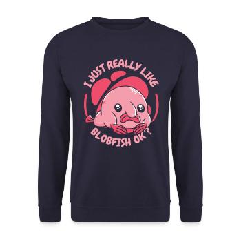Blobfish Fish Funny Blob Blobby Blobfish - Unisex Sweatshirt - navy - Front - Alina (178cm) & Michal (187cm)