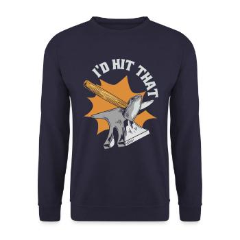 Schmiede Eisenschmied Schmied Amboss Schmieden - Unisex Pullover - Navy - Vorne - Alina (178cm) & Michal (187cm)