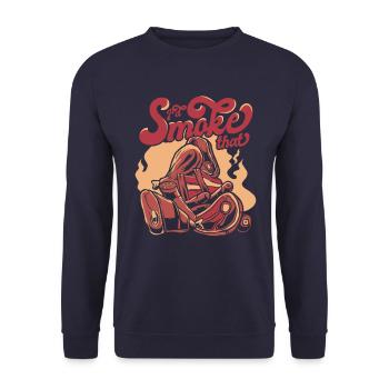 Meat Smoking BBQ Grill Smoke Beef Smoker - Unisex Sweatshirt - navy - Front - Alina (178cm) & Michal (187cm)