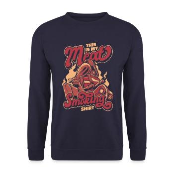 Meat Smoking BBQ Grill Smoke Beef Smoker - Unisex Sweatshirt - navy - Front - Alina (178cm) & Michal (187cm)